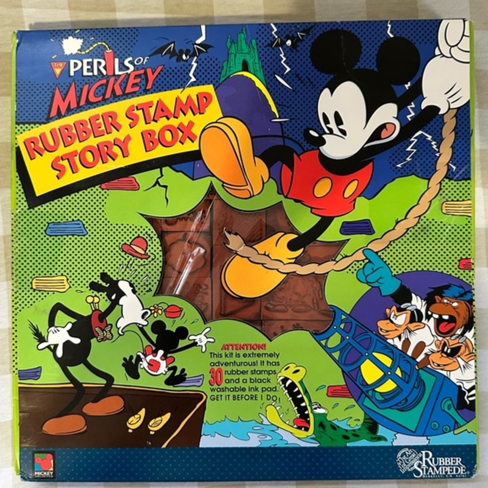 Vintage Perils of Mickey Mouse Rubber Stamp Story Box Y2K Toys ‘90s EUC